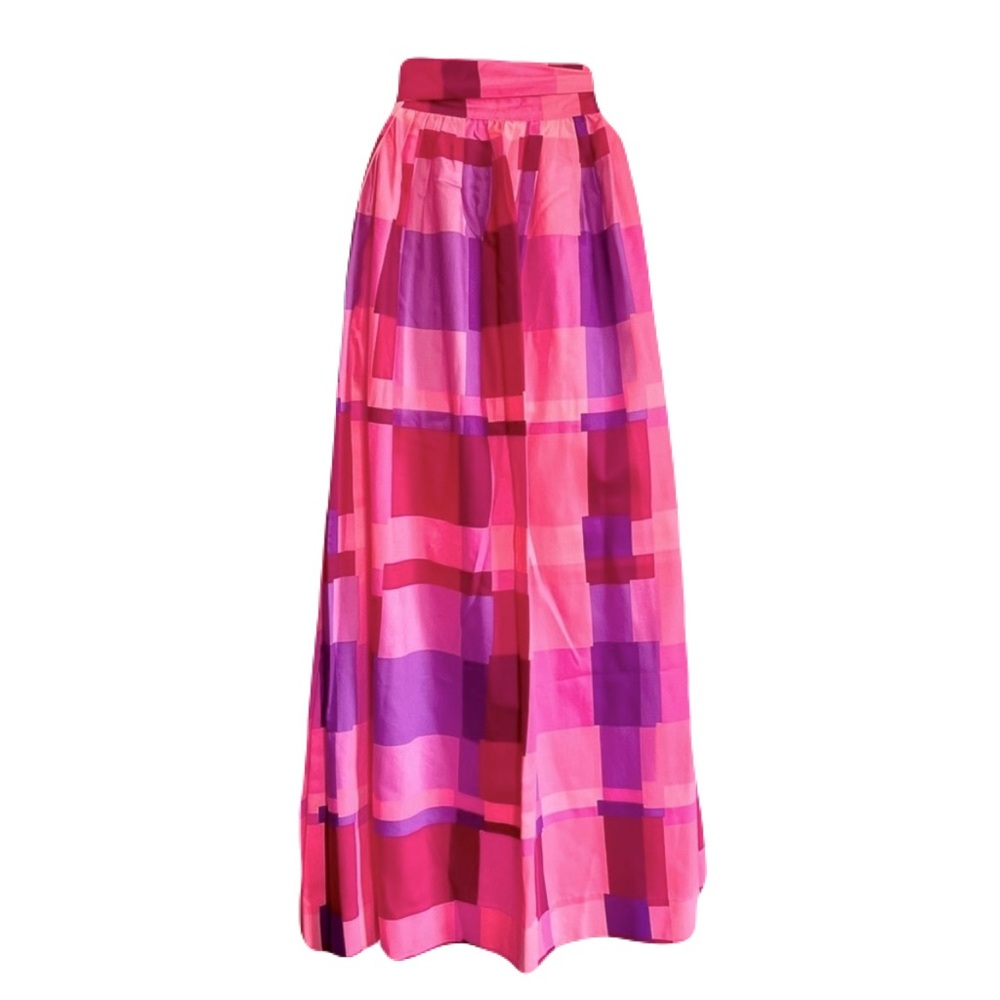 Vntg Penthouse Gallery Polished Cotton Pink Abstract Square Wrap Skirt, Size S - Picture 4 of 5